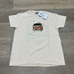 Crazy Shirts Summer Of Love Shirt Womens Medium Coconut Dyed Hawaii VW Bus Tee